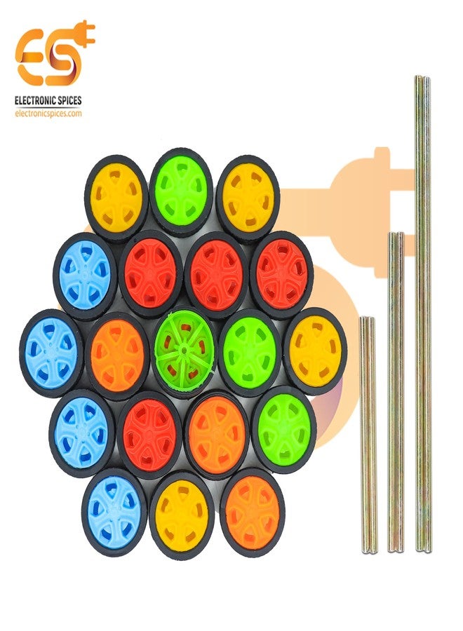 إلكترونيك سبايسس عجلات بلاستيكية صلبة بغطاء مطاطي من Electronic Spices مقاس 30 مم × 11 مم لسيارات الألعاب التي تعمل بالتحكم عن بعد ذات عمود (متعددة الألوان) - Image 3